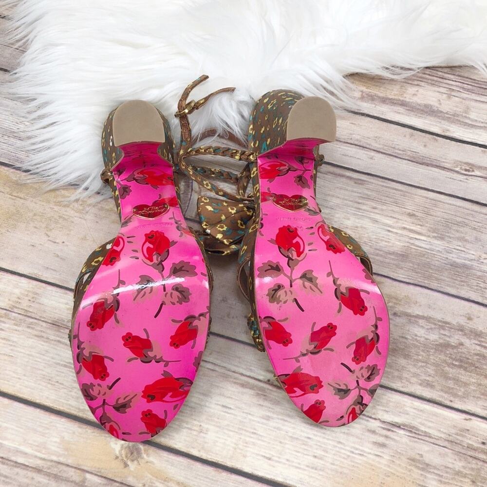 🆕 Betsey Johnson Y2K Floral Print High Heeled Platform Ankle Strap Sandal Sz 8 - Picture 3 of 4